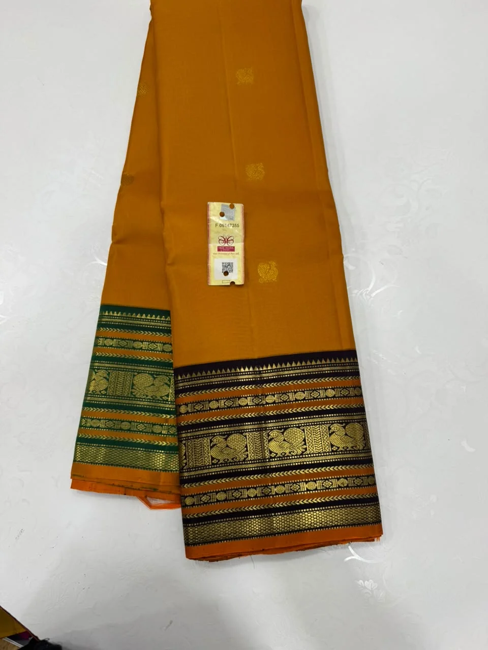 Mustard Yellow Kanchipuram Handloom Silk Saree